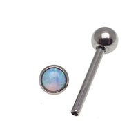 Bubblegum Opal tongue piercing in 14g body jewelry by Body Clickers, featuring a 6mm colorful gemstone.