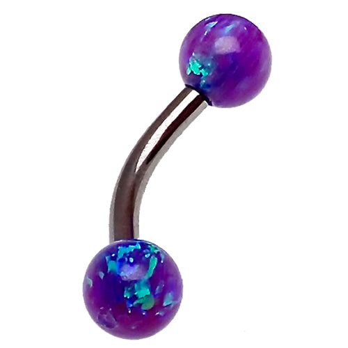14g Body Clickers body jewelry with a 5mm opal curved bar in cornflower blue, designed for body piercing.