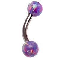 Blue 5mm opal curved bar body jewelry by Body Clickers, 14g, with a sleek curved design and vibrant cornflower blue color.