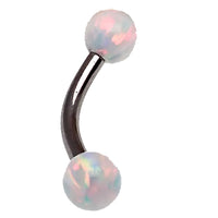 Blue 5mm opal curved bar body jewelry by Body Clickers, 14g, with a sleek 6mm design for body piercing.
