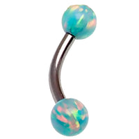 Body Clickers 14g body jewelry with a 5mm opal curved bar and 6mm cornflower blue gemstone for a stylish piercing accessory.