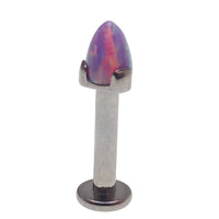 14g Body Clickers labret bar with fire opal spike and cone, body jewelry featuring a yellow moon design.