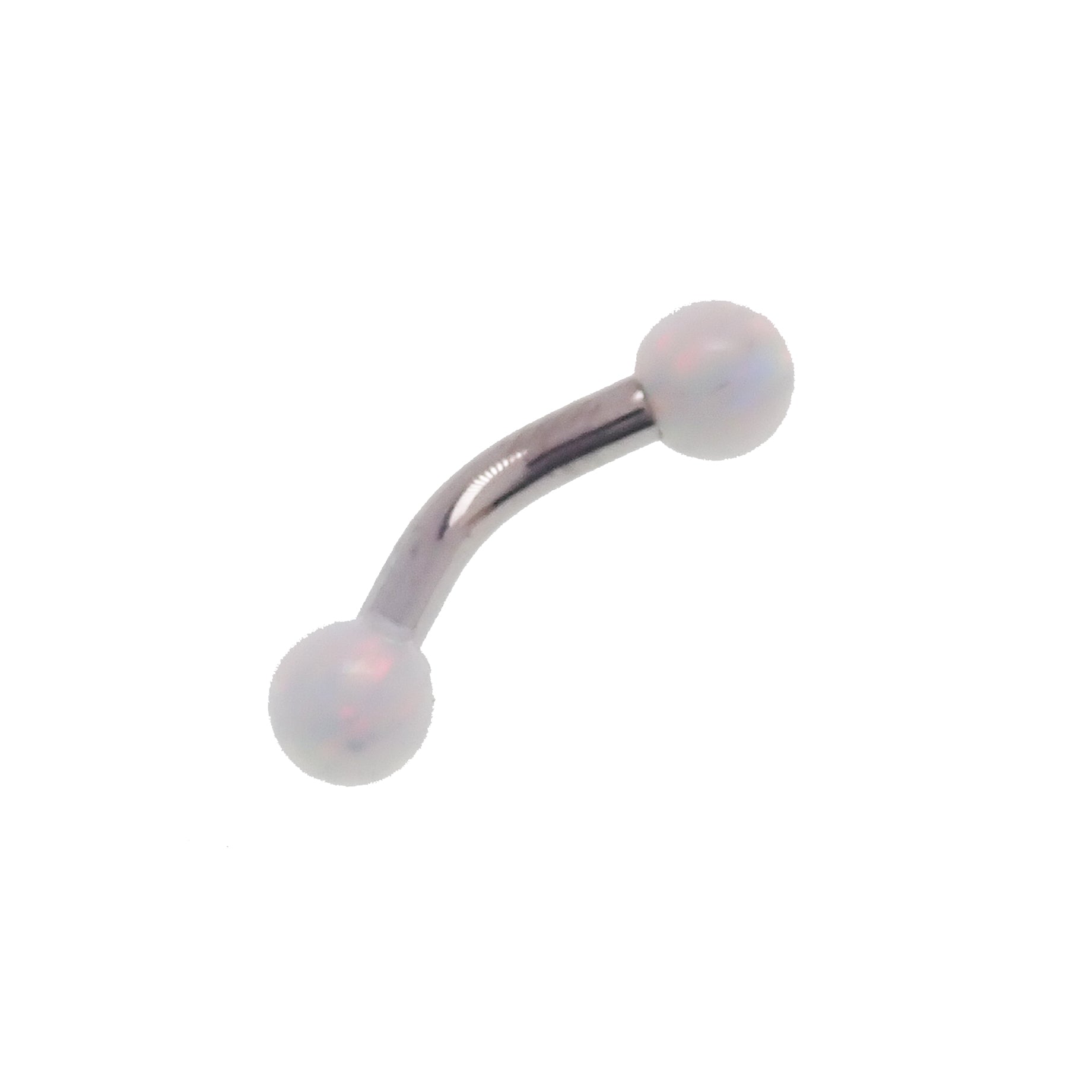 Yellow opal curved barbell body jewelry by Body Clickers, 16g gauge with moon-shaped design and 6mm gemstone.