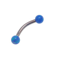 Yellow opal curved barbell body jewelry by Body Clickers, 16g, featuring a 6mm moon-shaped gemstone on a curved barbell.