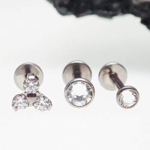 Set of Swarovski Crystal Helix Piercings in 16g body jewelry by Body Clickers, featuring sparkling crystal accents.