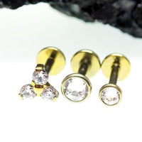 Set of Swarovski Crystal Helix Piercings in 16g body jewelry by Body Clickers, featuring sparkling crystal accents and sleek design.