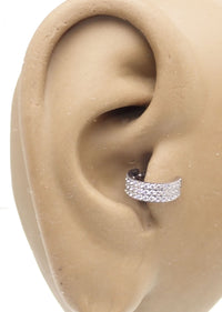 Three-layer zircon clicker body jewelry in 16g with 6mm stones, featuring a sleek design from Body Clickers.