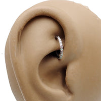 16G titanium clicker with colorful opal and cubic zirconia accents, body jewelry designed for pierced ears or septum.