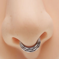 Titanium 3-stack beveled clicker body jewelry in 16g with stacked design, by Body Clickers, displayed on a white background.