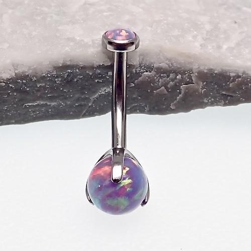 Titanium lavender opal prong set belly ring from Body Clickers, body jewelry with 8mm lavender opal gemstone.