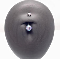 Titanium lavender opal prong set belly ring from Body Clickers, body jewelry with 8mm lavender opal stone and sleek design