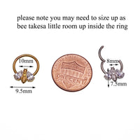 Hinged 16g Bee CZ body jewelry by Body Clickers, featuring gold-tone metal and decorative bee charm with cubic zirconia stones
