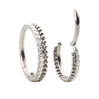 Clear crystal and bead clicker body jewelry in 16g with beaded design from Body Clickers.