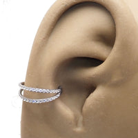 Double CZ clicker ring in 16g with 8mm diameter from Body Clickers Body Jewelry, featuring sparkling cubic zirconia stones.