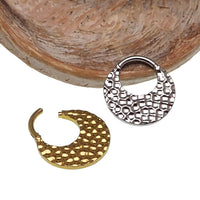 Hammered titanium 16g body jewelry clicker by Body Clickers, featuring an 8mm hammered design for a sleek look.