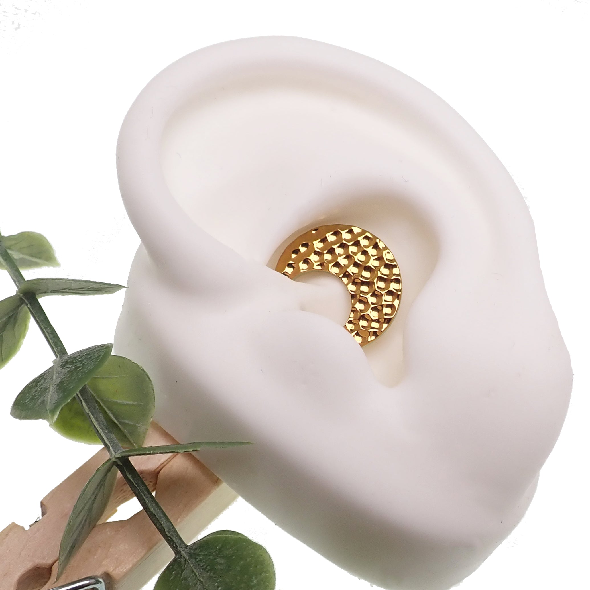 Hammered titanium 16g clicker body jewelry with 8mm design, from Body Clickers