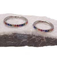 Titanium multi-stone CZ stone clicker body jewelry in 16g with 8mm diameter from Body Clickers