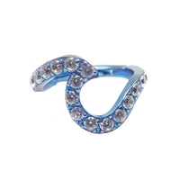 Titanium Wave and CZ Clicker body jewelry in 16g with 8mm wave design and sparkling cubic zirconia stones by Body Clickers.