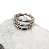 Titanium Tri-Hoop Clicker body jewelry with 8mm diameter, 16 gauge thickness, by Body Clickers, designed for piercings.