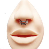 Tri-Hoop titanium clicker body jewelry in 16g with 8mm diameter, designed by Body Clickers for body piercing adornment.