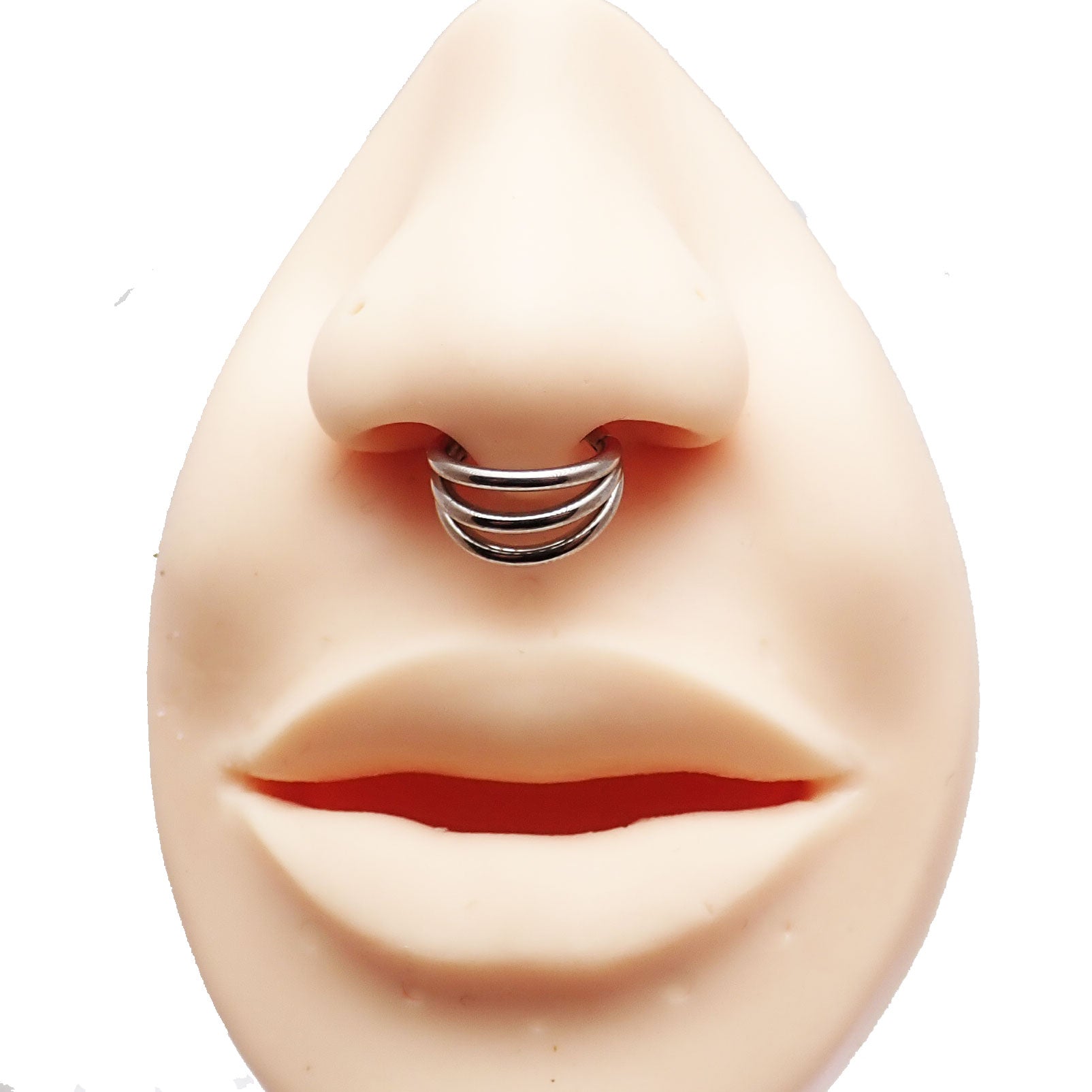 Tri-Hoop titanium clicker body jewelry in 16g with 8mm diameter, designed by Body Clickers for body piercing adornment.
