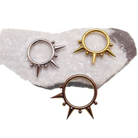 Tri-spiked beaded septum clicker in 16g body jewelry by Body Clickers, featuring an 8mm design with spiked and beaded accents.