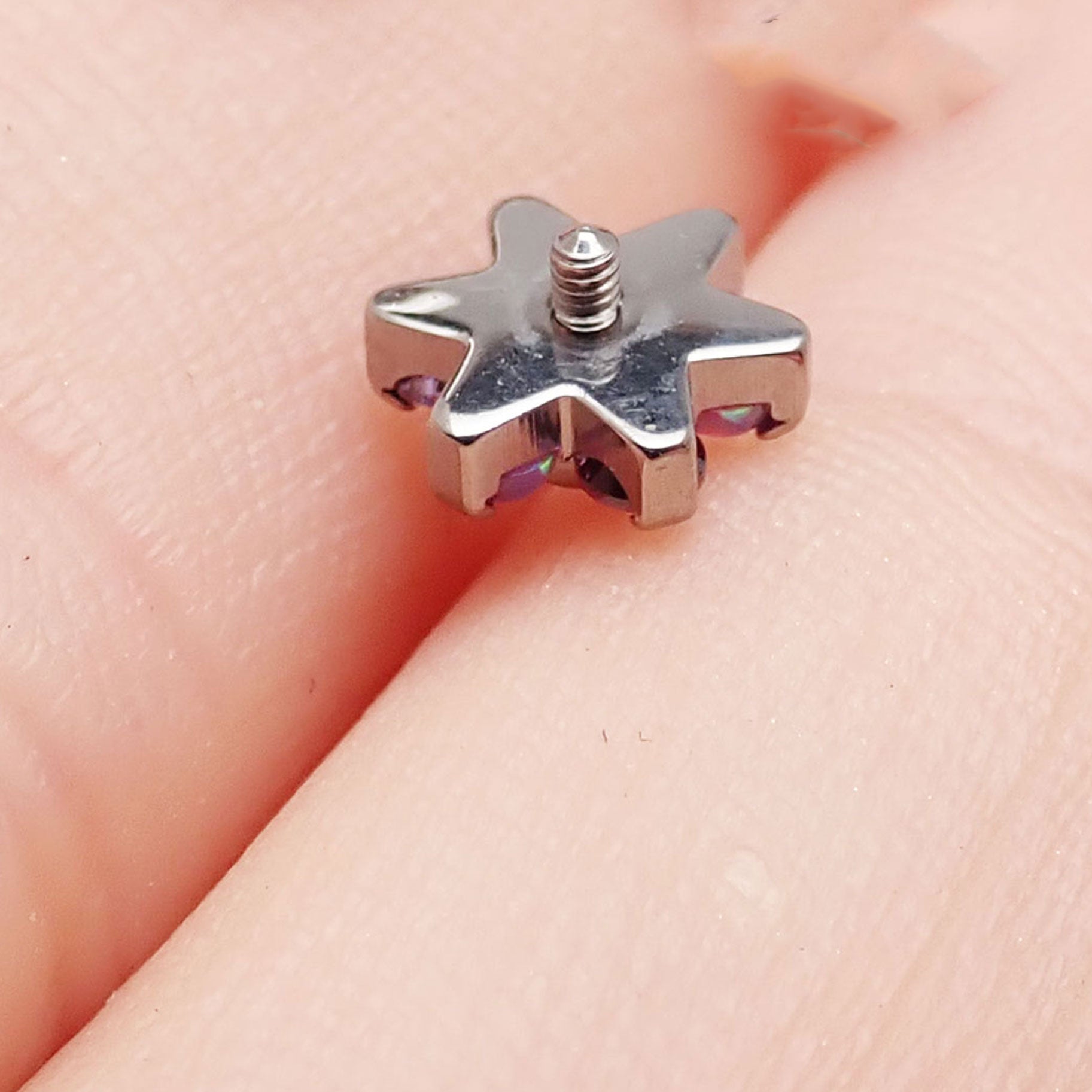 Dermal titanium attachments for body jewelry, 14g, by Body Clickers, shown with shiny metal and secure attachment points.