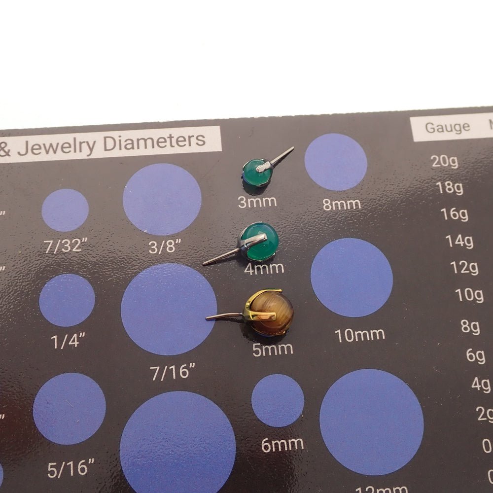 Push Fit natural stone ball attachments for body jewelry by Body Clickers, featuring 5mm amethyst stone balls.