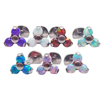Opal Trio Cluster Flat Back Labret body jewelry in 14g, 16g, 18g with angel skin opal stones, from Body Clickers.