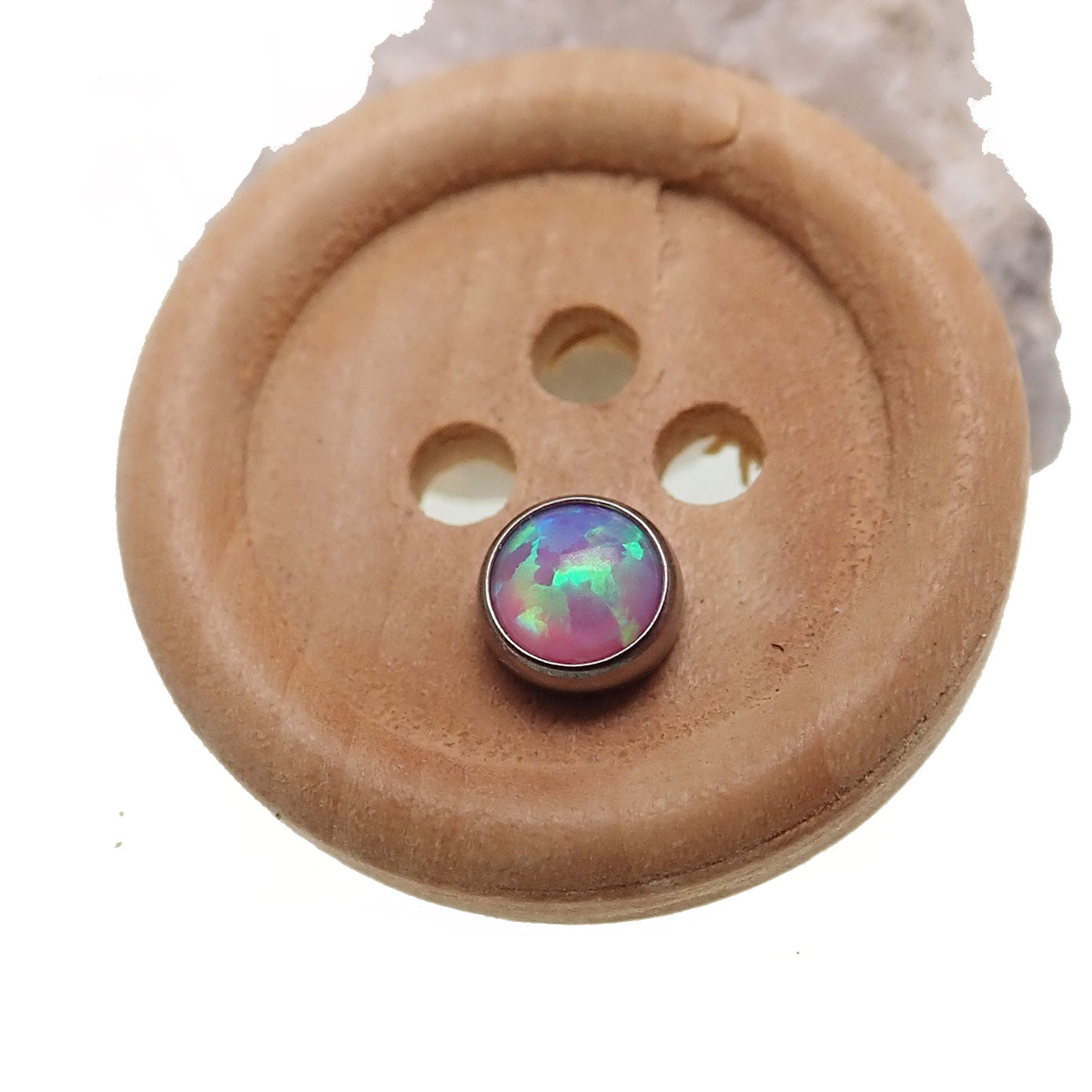 Body Clickers cabochon opal top body jewelry, bubblegum pink 14g with a 4mm cabochon gemstone.