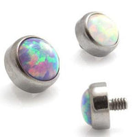 Body Clickers cabochon opal top body jewelry with a 5mm 16g body piercing, featuring a vibrant opal stone.