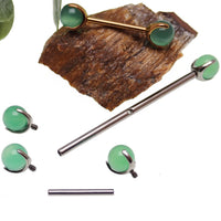 Jade titanium barbell piercing by Body Clickers Body Jewelry, 12g or 14g, with 12mm length, ideal for body piercing jewelry.