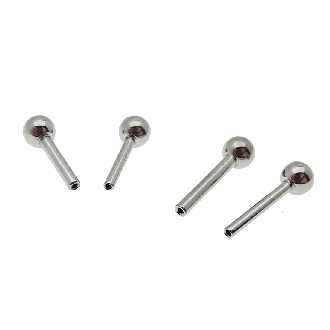 Titanium barbell with 3mm fixed ball end and push fit design, 16 gauge, 6mm length, from Body Clickers Body Jewelry.