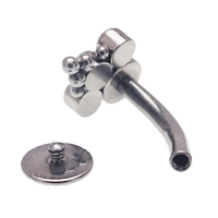Floating titanium belly bar piercing with 10mm bar, 14g gauge, by Body Clickers Body Jewelry, showcasing a sleek belly ring.