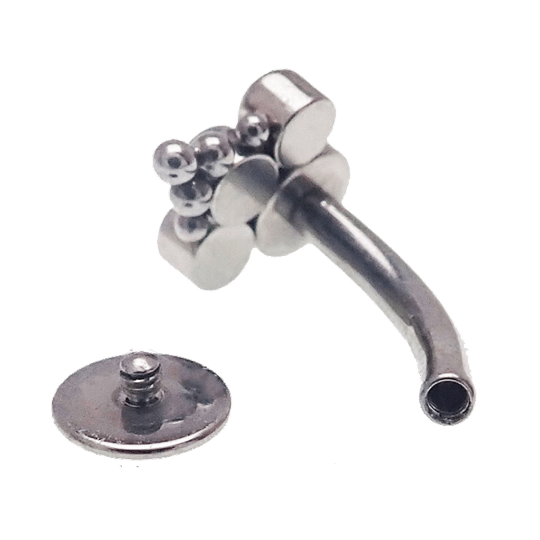 Floating titanium belly bar piercing with 10mm bar, 14g gauge, by Body Clickers Body Jewelry, showcasing a sleek belly ring.