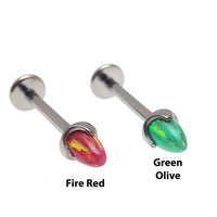 Black cherry Opal 4mm cone flatback labret body jewelry in 14g, 16g, 18g gauges by Body Clickers.