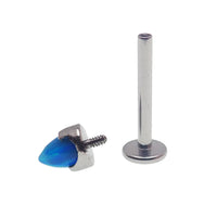 Black cherry Opal 4mm cone flatback labrets in 14g, 16g, and 18g body jewelry by Body Clickers.