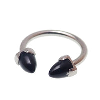 Black cherry horseshoe body jewelry with 4mm spiked opal cone ends, 16g, featuring a sleek horseshoe piercing design.