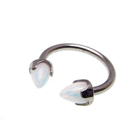 Black cherry horseshoe body jewelry with 4mm spiked opal cone ends, 16g size, featuring a sleek horseshoe piercing design.