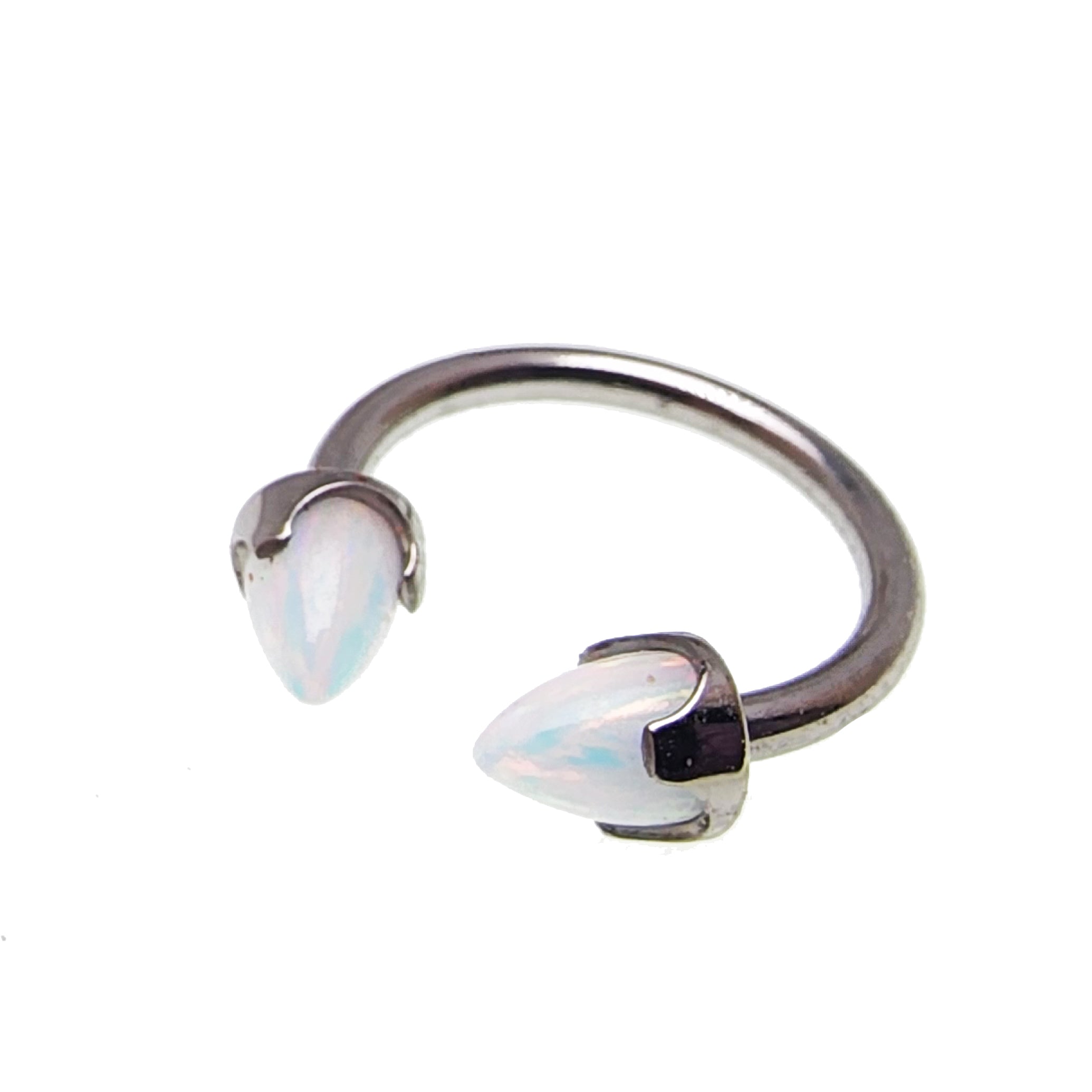 Black cherry horseshoe body jewelry with 4mm spiked opal cone ends, 16g size, featuring a sleek horseshoe piercing design.