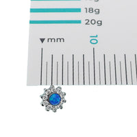 Body Clickers CZ and opal daisy top attachments for 16g body jewelry, featuring sparkling stones and detailed floral design.