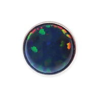 Black opal cabochon 4mm flat attachment for 14g body jewelry by Body Clickers, showcasing the smooth, polished gemstone surface.