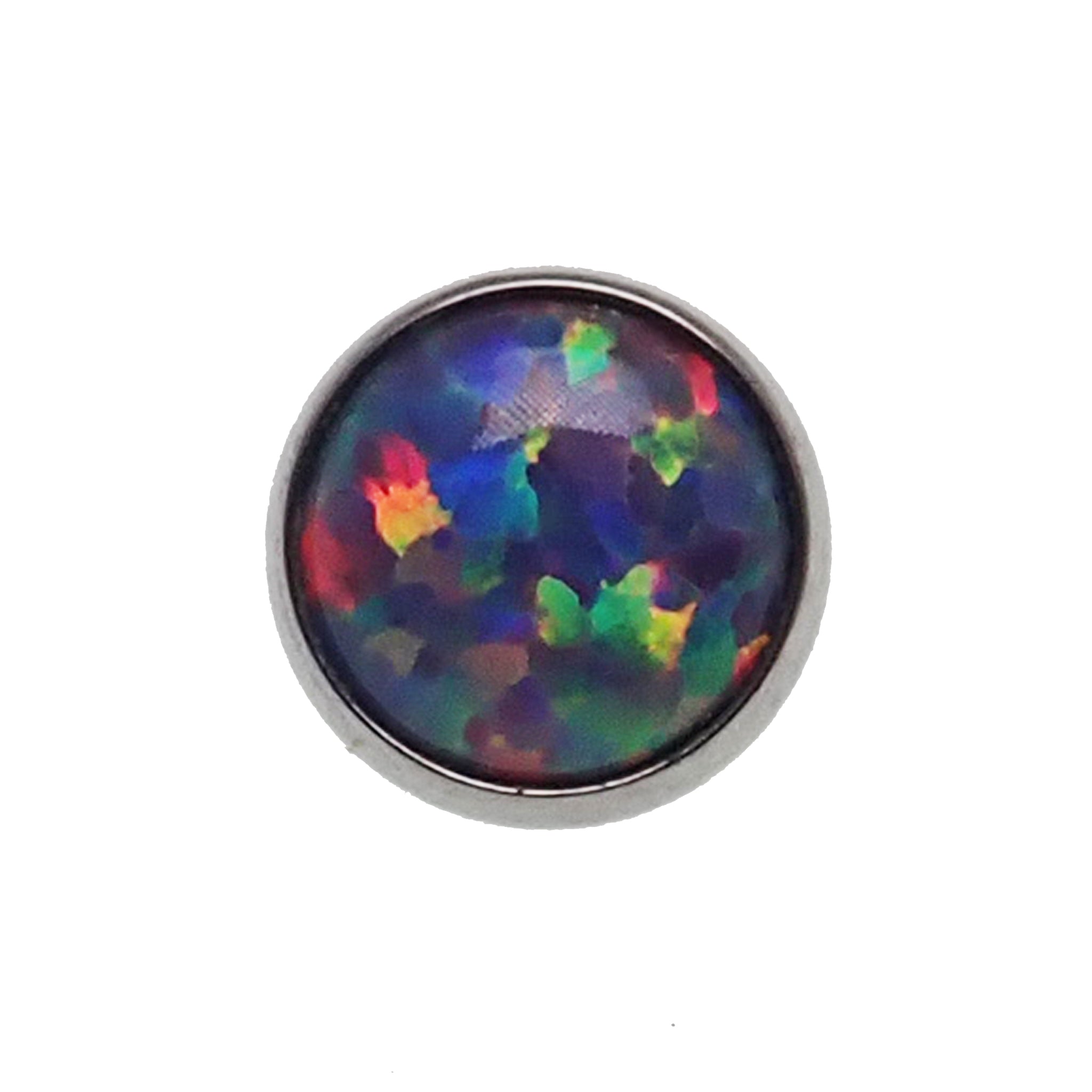 Body Clickers 14g body jewelry with a 4mm opal cabochon flat attachment, showcasing a sleek, polished gemstone design.