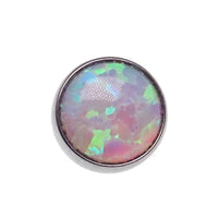 Titanium curve barbell with 4mm opal cabochon in peach tone, Body Clickers body jewelry, 14g piercing accessory.