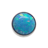 Blue mint cabochon 4mm opal titanium curve barbell for body jewelry, 14g, by Body Clickers, shown on a white background.