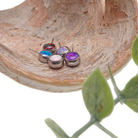Black flame opal Push Fit side attachments for Body Clickers body jewelry, designed for secure and stylish body piercing accessories.
