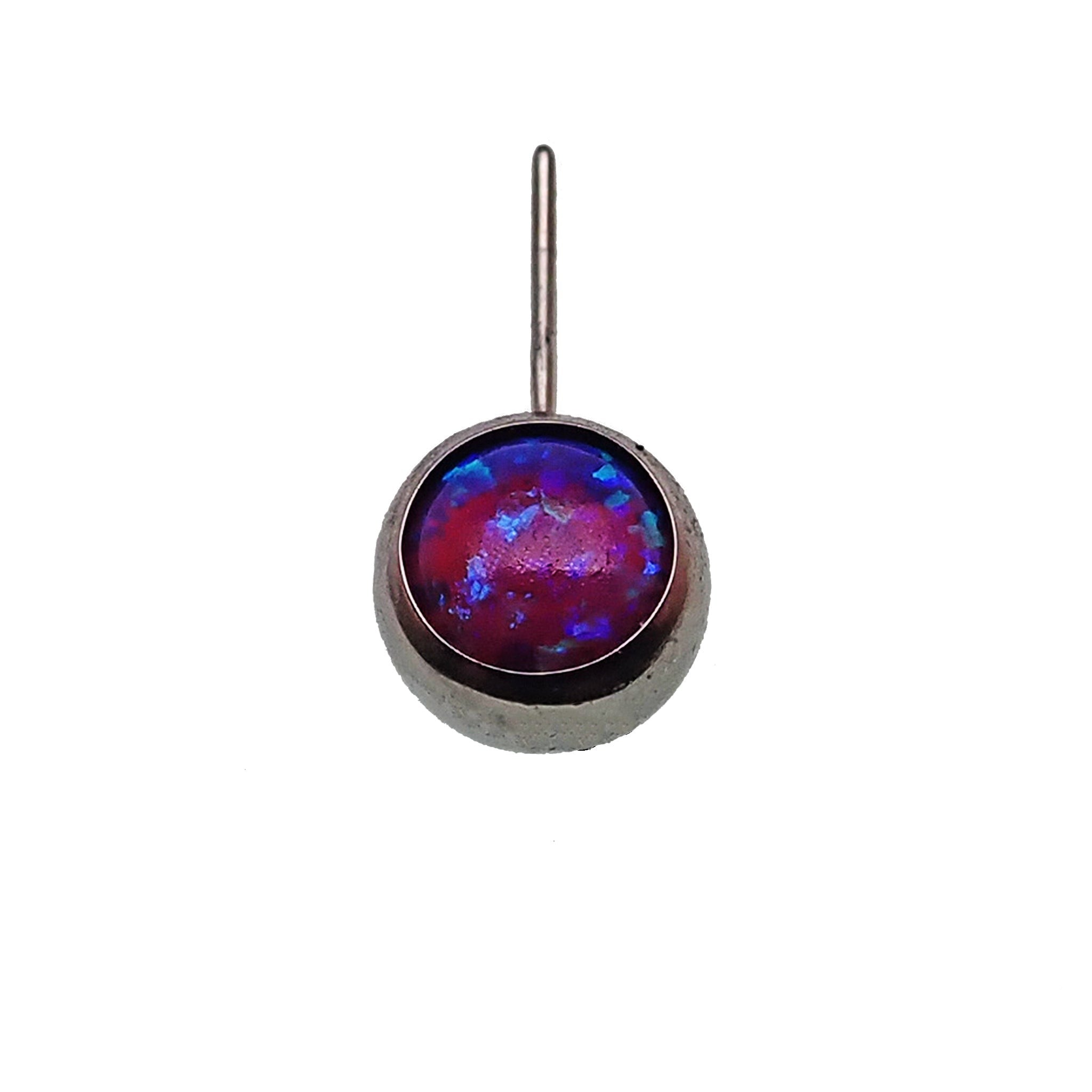 Black flame opal push fit side attachments for body jewelry by Body Clickers, with sleek and stylish design.