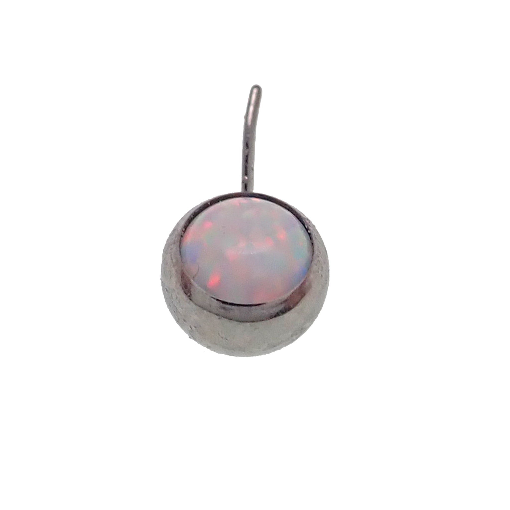 Black flame opal push fit side attachments for body jewelry by Body Clickers, featuring vibrant opal stones and sleek design.