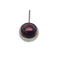 Black flame opal push fit side attachments for body jewelry by Body Clickers, featuring vibrant gemstone details and sleek design.