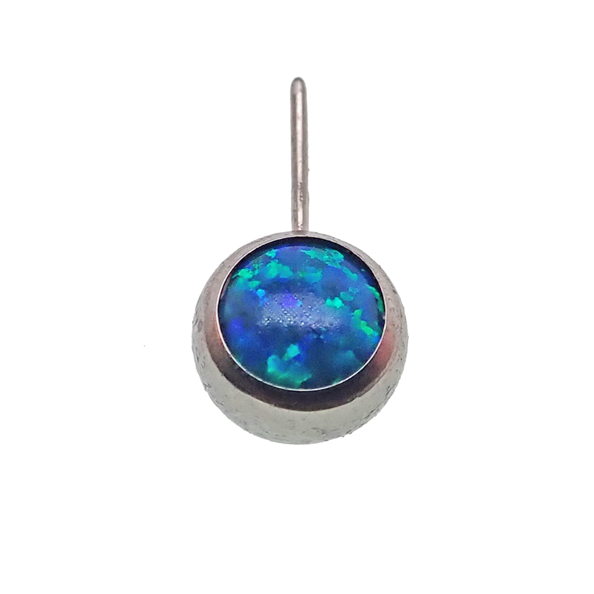 Black flame opal push fit side attachments for body jewelry by Body Clickers, designed for versatile body piercing adornment.